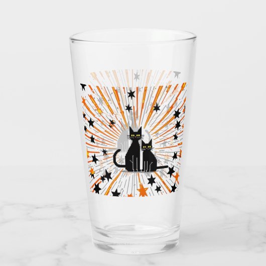 Retro Katten & Atomic Starburst Modern Mid Century Glas (Achterkant)