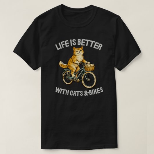 Retro katten en fietsen ontwerp t-shirt (Design voorkant)