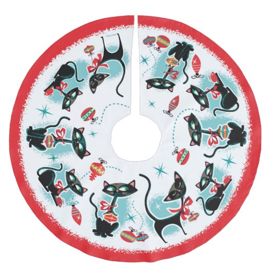 Retro Katten Kerstmis Kerstboom Rok (Voorkant)