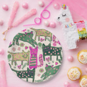 Retro Katten Ontwerp Papieren Bordje (Feest)