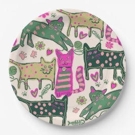 Retro Katten Ontwerp Papieren Bordje