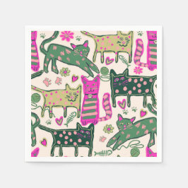Retro Katten Ontwerp Servet
