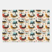 Retro katten op stoel patroon inpakpapier vel (Voorkant 3)