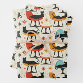 Retro katten op stoel patroon inpakpapier vel (In situ)