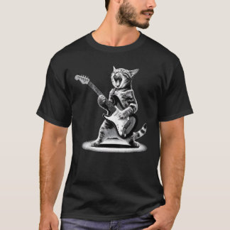 Retro Katten Rock Muziek T-shirt