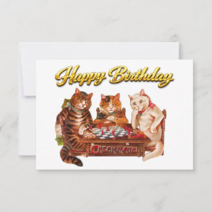Retro Katten Schaken Schaakmat Verjaardag Kaart