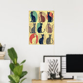 Retro katten uit het midden van de eeuw poster (Thuiskantoor)