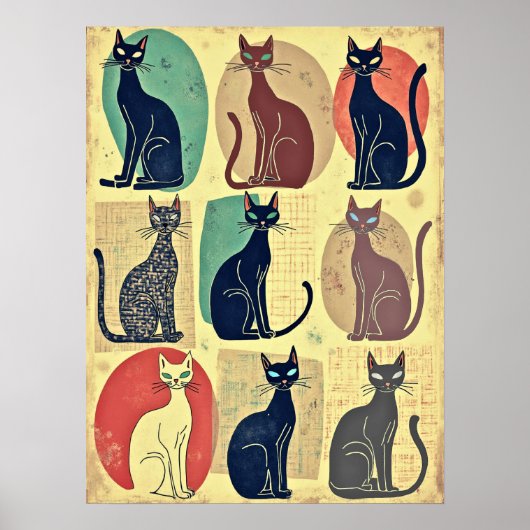 Retro katten uit het midden van de eeuw poster (Voorkant)
