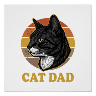 Retro Katten Vader Vintage Kattenliefhebber Shirt Perfect Poster