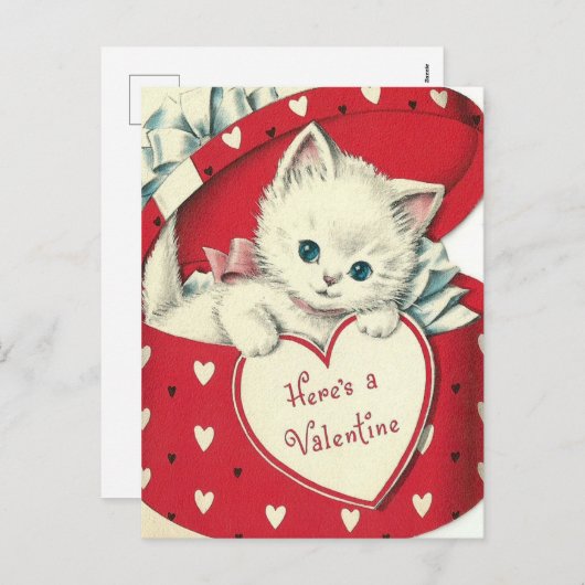 retro katten Valentijn Feestdagenkaart (Voorkant / Achterkant)