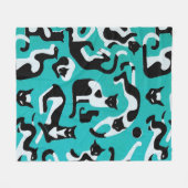 Retro kattendeken, patroonwatten zwart wit fleece deken (Voorkant (Horizontaal))