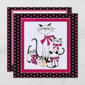 Retro Kattenfamilie en Muis Feestdagenkaart (Voorkant / Achterkant)