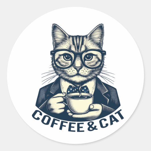  retro kattenkoffie (2) ronde sticker (Voorkant)