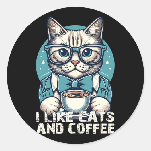 retro kattenkoffie ronde sticker (Voorkant)