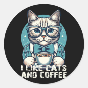  retro kattenkoffie ronde sticker