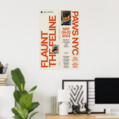 Retro kattenkunst tentoonstelling poster NYC Felin (Thuiskantoor)