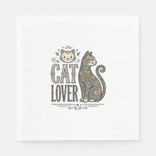 Retro kattenliefhebber graveerstijl grafische shir servet