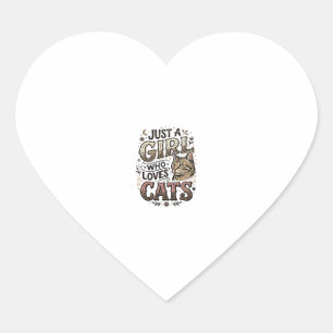 Retro kattenliefhebber meisje typografie ontwerp_1 hart sticker