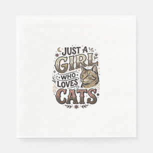 Retro kattenliefhebber meisje typografie ontwerp_1 servet