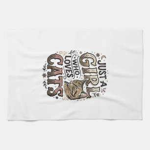 Retro kattenliefhebber meisje typografie ontwerp_1 theedoek