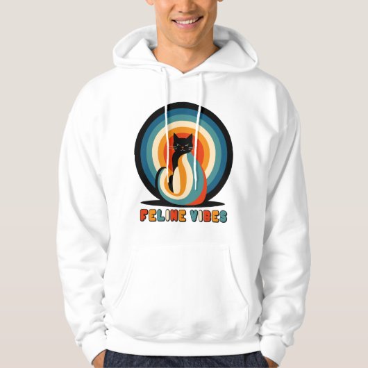 Retro Kattenontwerp met Feline Vibes Hoodie (Voorkant)