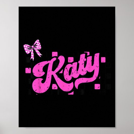 Retro Katy Checkered Coquette Bow Butterfly Poster (Voorkant)