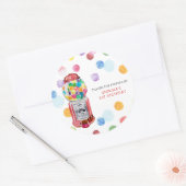 Retro Kauwgomautomaat | Kinderverjaardagsfeestje Ronde Sticker (Envelop)
