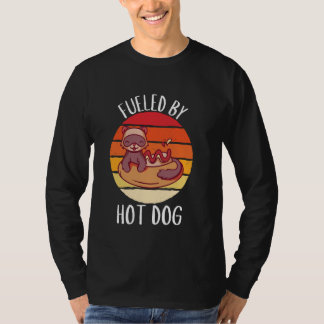 Retro Kawaii Ferret Fueled By Hot Dog Vintage Hot T-shirt