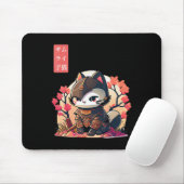 Retro Kawaii Samurai Cat met Cherry Blossom Tree Muismat (Met muis)