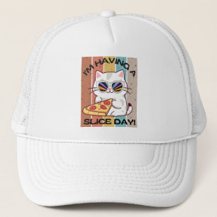 Retro Kawaii schattige kat eten pizza Trucker Pet