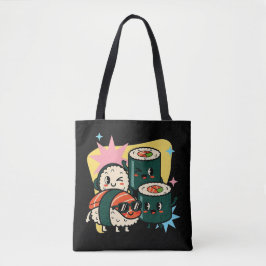 Retro Kawaii Sushi Cute Japanese Food Tote Bag