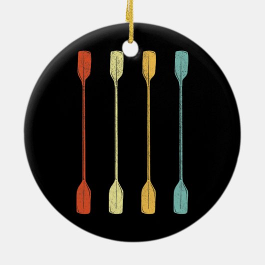 Retro Kayak Kayaking Paddling Keramisch Ornament (Achterkant)