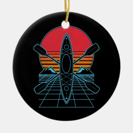Retro Kayaking Kayak Paddling  Keramisch Ornament (Voorkant)