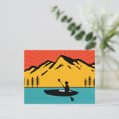 Retro Kayakking Boating Paddling in Lake Tahoe Briefkaart (Staand voorkant)