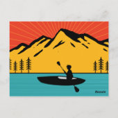 Retro Kayakking Boating Paddling in Lake Tahoe Briefkaart (Achterkant)