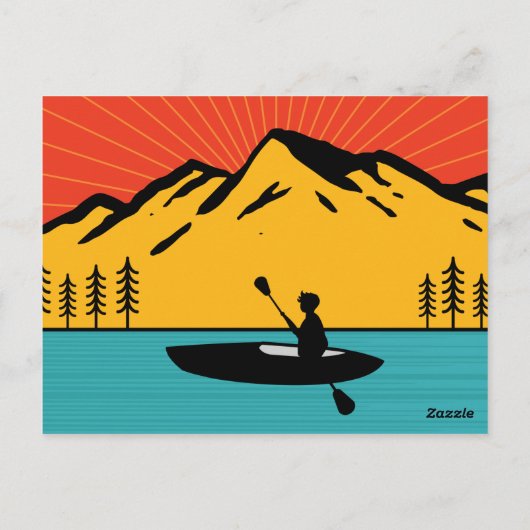 Retro Kayakking Boating Paddling in Lake Tahoe Briefkaart (Achterkant)