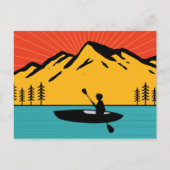 Retro Kayakking Boating Paddling in Lake Tahoe Briefkaart (Voorkant)