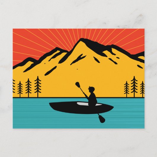 Retro Kayakking Boating Paddling in Lake Tahoe Briefkaart (Voorkant)