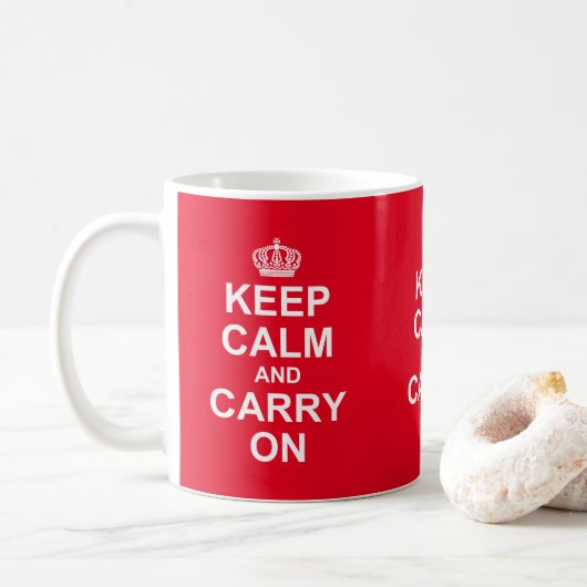 Retro "Keep Calm and Carry on"-bericht, Koffiemok (Met donut)