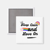 Retro Keep Calm en Love On Magnet (Voorkant / Achterkant)