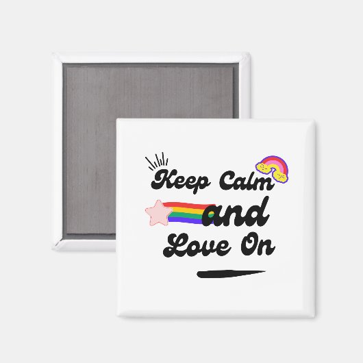 Retro Keep Calm en Love On Magnet (Voorkant / Achterkant)