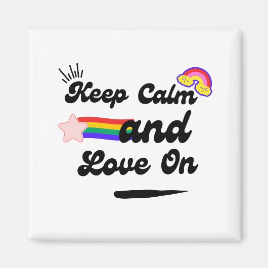 Retro Keep Calm en Love On Magnet (Voorkant)