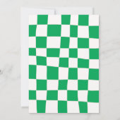 Retro Kelly Green White Checkerboard Vrijgezellenf Kaart (Achterkant)