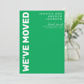 Retro Kelly Green White Minimalist Moving Aankondiging (Staand voorkant)