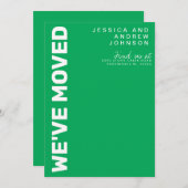Retro Kelly Green White Minimalist Moving Aankondiging (Voorkant / Achterkant)