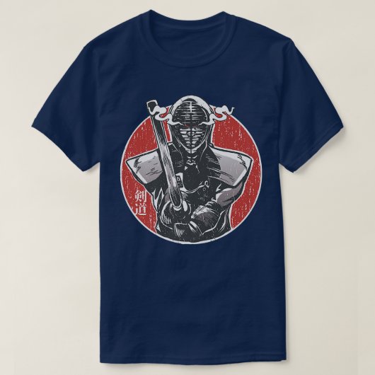 Retro Kendo Warrior  Japanse strijder Samur T-shirt (Design voorkant)