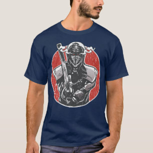 Retro Kendo Warrior  Japanse strijder Samur T-shirt