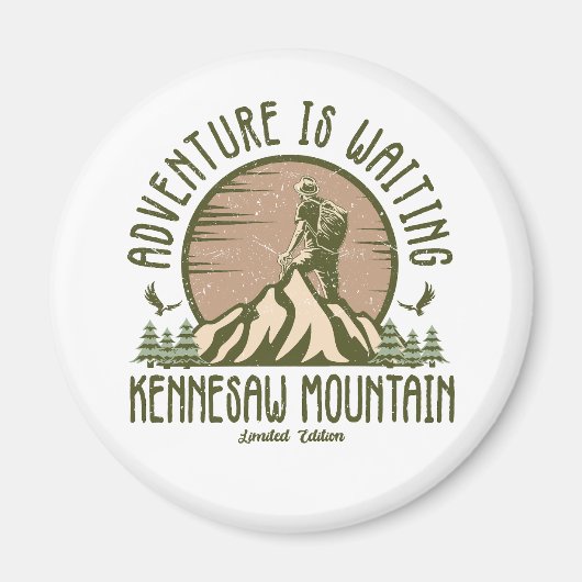Retro Kennesaw Mountain Hike Magneet (Voorkant)