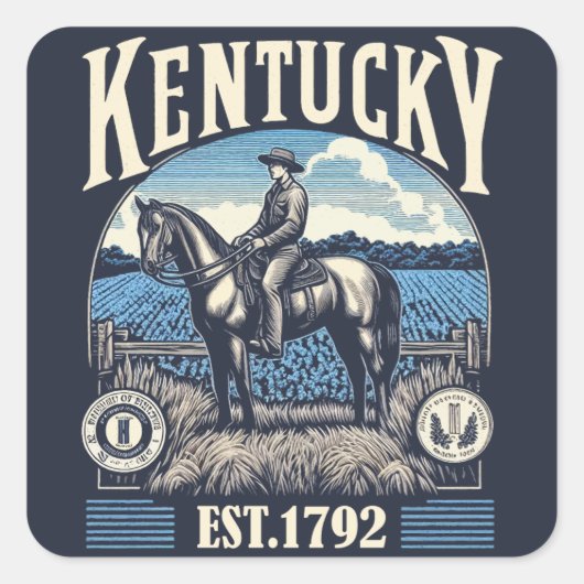 Retro Kentucky Vierkante Sticker (Voorkant)