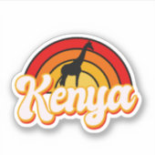 Retro Kenya Giraffe Silhouette Sunset Sticker (Voorkant)
